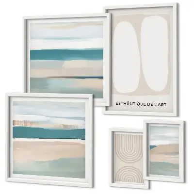 Ensemble de 5 tableaux compositions abstraites inspirées de la nature
