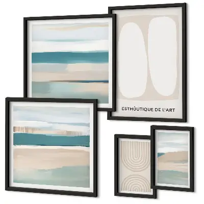 Ensemble de 5 tableaux compositions abstraites inspirées de la nature