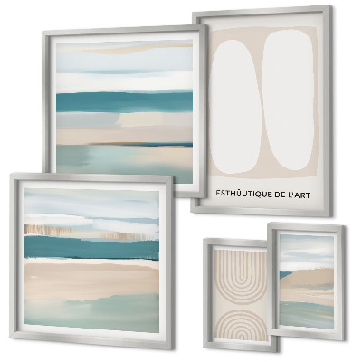 Ensemble de 5 tableaux Compositions abstraites de la nature