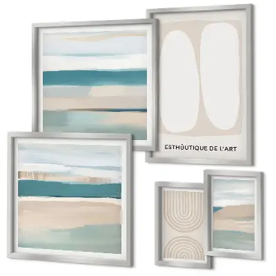 Ensemble de 5 tableaux compositions abstraites inspirées de la nature