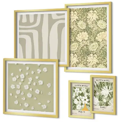 Lot de tableaux encadrés motif jardin bohème avec des fleurs