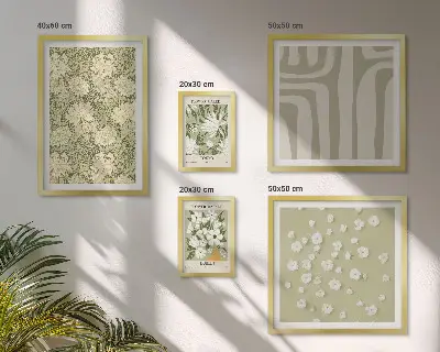 Lot de tableaux encadrés motif jardin bohème avec des fleurs