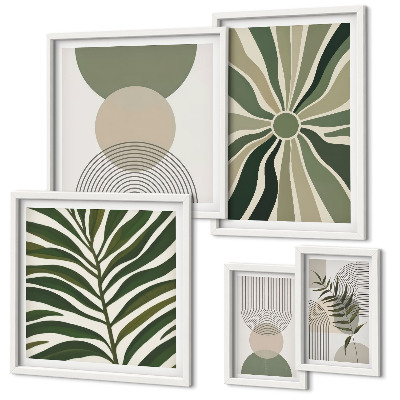 Ensemble de 5 tableaux Des graphismes élégants avec de la verdure