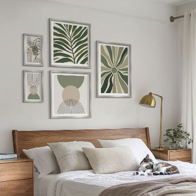 Ensemble de 5 tableaux Des graphismes élégants avec de la verdure