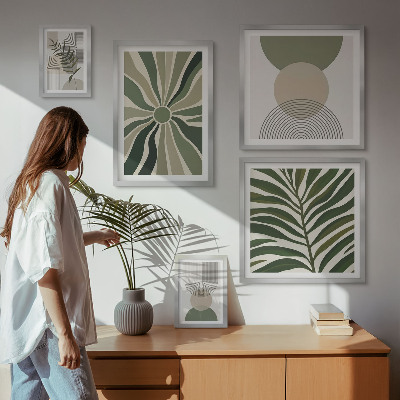 Ensemble de 5 tableaux Des graphismes élégants avec de la verdure