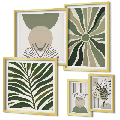 Ensemble de 5 tableaux Des graphismes élégants avec de la verdure