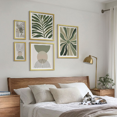 Ensemble de 5 tableaux Des graphismes élégants avec de la verdure