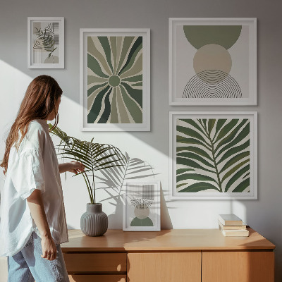 Ensemble de 5 tableaux Des graphismes élégants avec de la verdure