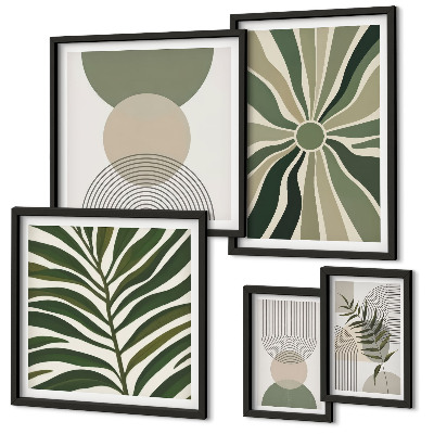 Ensemble de 5 tableaux Des graphismes élégants avec de la verdure