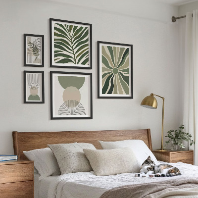 Ensemble de 5 tableaux Des graphismes élégants avec de la verdure