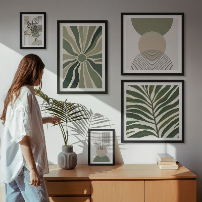 Ensemble de 5 tableaux Des graphismes élégants avec de la verdure