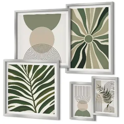 Ensemble de 5 tableaux avec des graphismes élégants sur le thème de la verdure