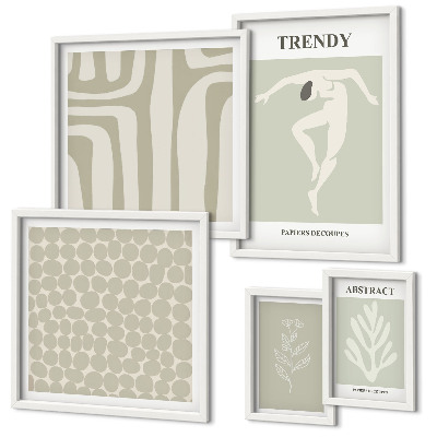 Lot de tableaux encadrés Graphismes abstraits verts stylés