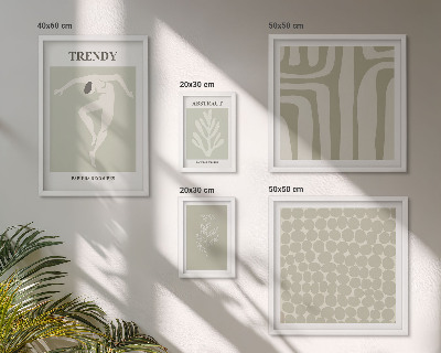 Lot de tableaux encadrés Graphismes abstraits verts stylés