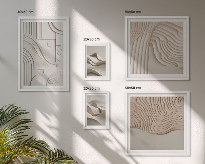 Ensemble de 5 tableaux Structures abstraites beige-blanc