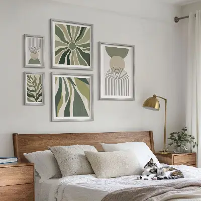 Tableau de décoration murale avec des abstractions élégantes et de la verdure
