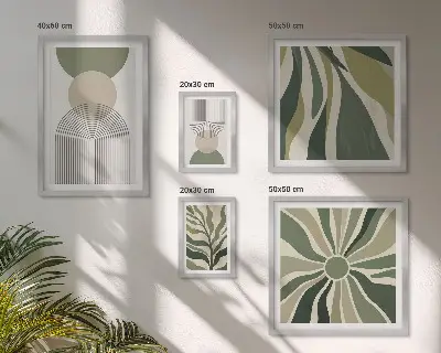 Tableau de décoration murale avec des abstractions élégantes et de la verdure