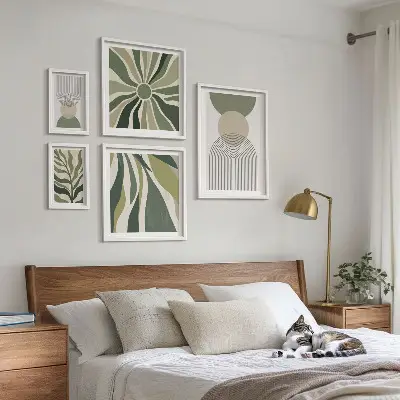 Tableau de décoration murale avec des abstractions élégantes et de la verdure