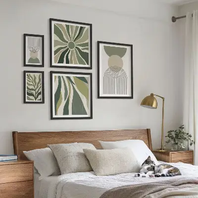 Tableau de décoration murale avec des abstractions élégantes et de la verdure