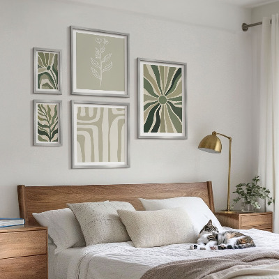 Lot de tableaux encadrés Motifs végétaux abstraits