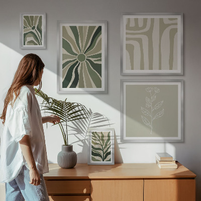Lot de tableaux encadrés Motifs végétaux abstraits