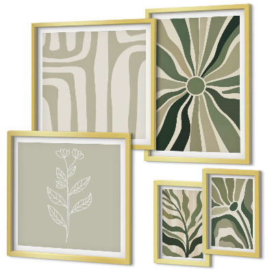 Lot de tableaux encadrés Motifs végétaux abstraits