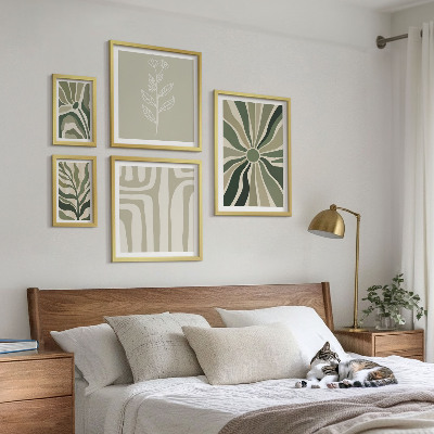 Lot de tableaux encadrés Motifs végétaux abstraits
