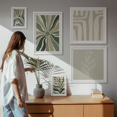 Lot de tableaux encadrés Motifs végétaux abstraits