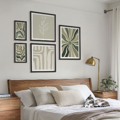 Lot de tableaux encadrés Motifs végétaux abstraits