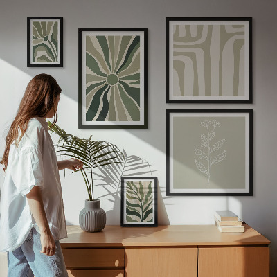Lot de tableaux encadrés Motifs végétaux abstraits
