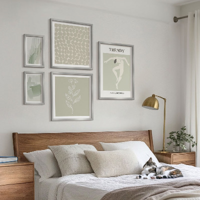 Ensemble de 5 tableaux Thème vert aux graphismes élégants