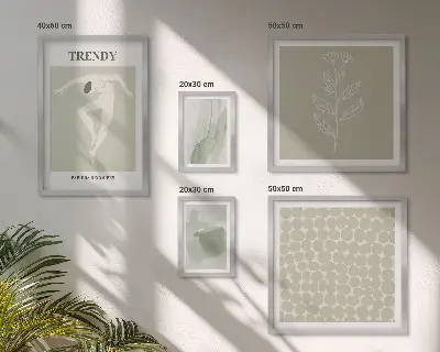 Ensemble de 5 tableaux au thème vert avec des graphismes élégants