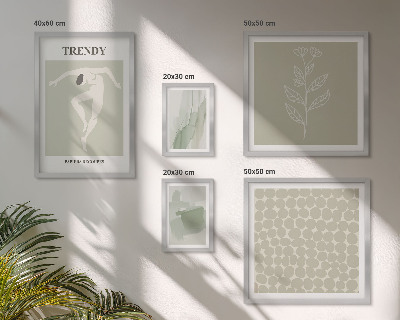 Ensemble de 5 tableaux Thème vert aux graphismes élégants