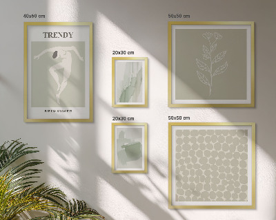 Ensemble de 5 tableaux Thème vert aux graphismes élégants