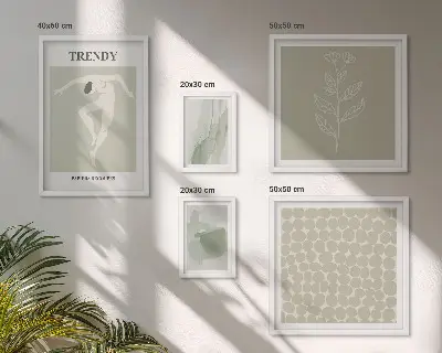 Ensemble de 5 tableaux au thème vert avec des graphismes élégants