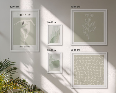 Ensemble de 5 tableaux Thème vert aux graphismes élégants
