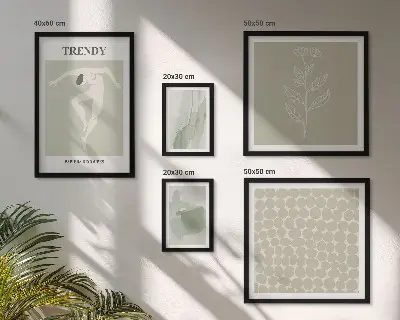 Ensemble de 5 tableaux au thème vert avec des graphismes élégants
