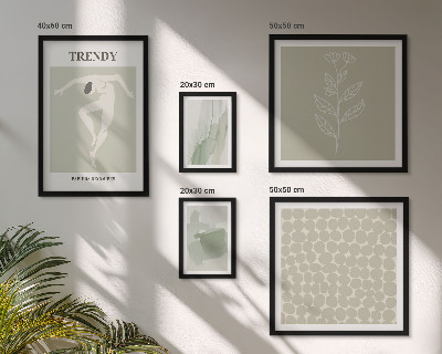 Ensemble de 5 tableaux Thème vert aux graphismes élégants