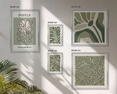 Tableau de décoration murale motifs de formes végétales abstraites dans un style bohème