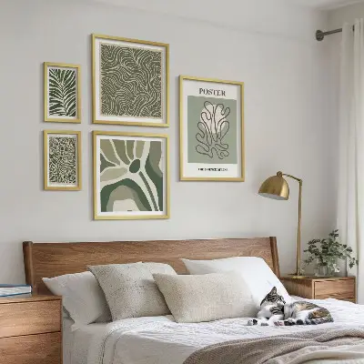 Tableau de décoration murale motifs de formes végétales abstraites dans un style bohème