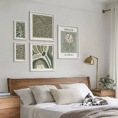 Tableau de décoration murale motifs de formes végétales abstraites dans un style bohème