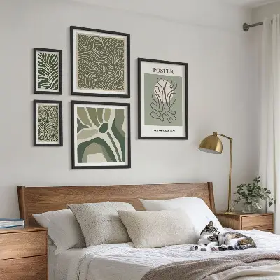 Tableau de décoration murale motifs de formes végétales abstraites dans un style bohème