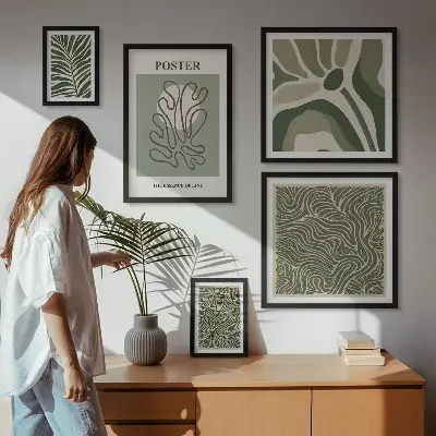 Tableau de décoration murale motifs de formes végétales abstraites dans un style bohème