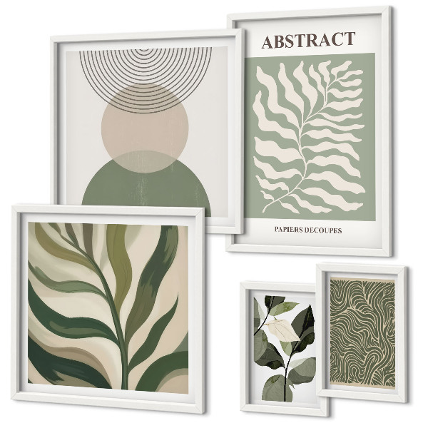 Lot de tableaux encadrés Motifs végétaux abstraits