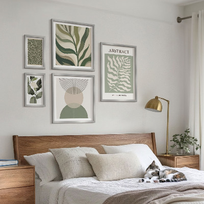 Lot de tableaux encadrés Motifs végétaux abstraits