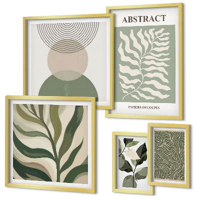Lot de tableaux encadrés Motifs végétaux abstraits
