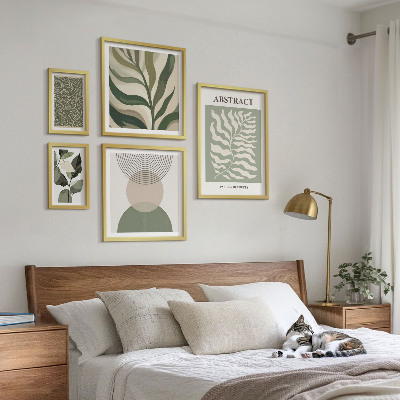 Lot de tableaux encadrés Motifs végétaux abstraits