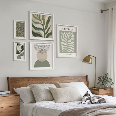 Lot de tableaux encadrés Motifs végétaux abstraits