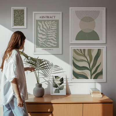 Lot de tableaux encadrés Motifs végétaux abstraits