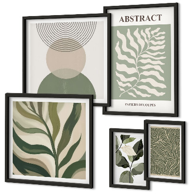 Lot de tableaux encadrés Motifs végétaux abstraits
